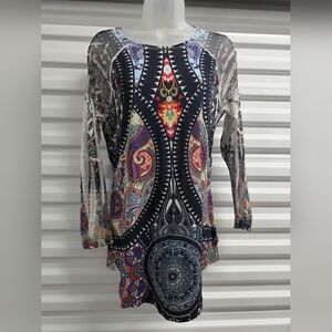 Hype Colorful Geometric Long Sleeve Top